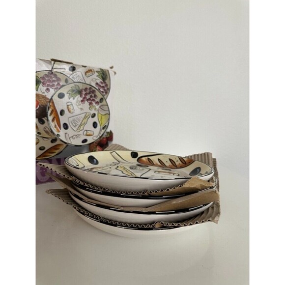 Buon Vino Clay Art Hand Painted Stonelite 8.5" Clay Salad Plates Lot of 4 NEW - Picture 10 of 10